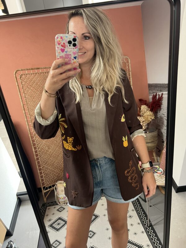 Blazer met patches - Bruin