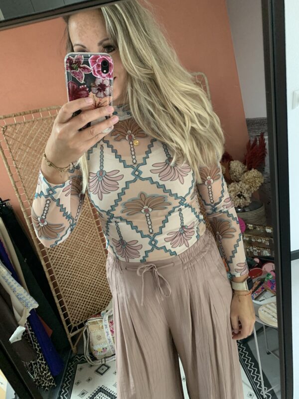 Mesh top 'Palm' - Beige - Afbeelding 2