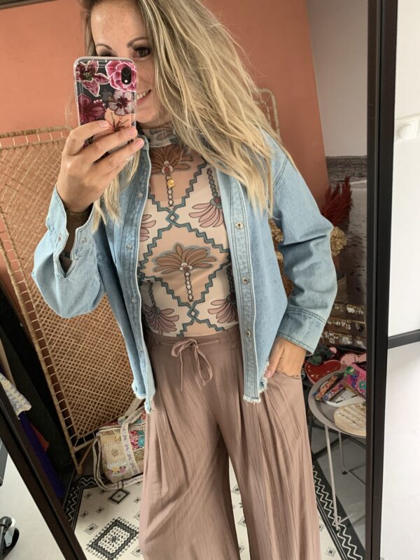 Mesh top 'Palm' - Beige - Afbeelding 4