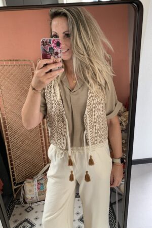 Giletje - Beige/Aztec print