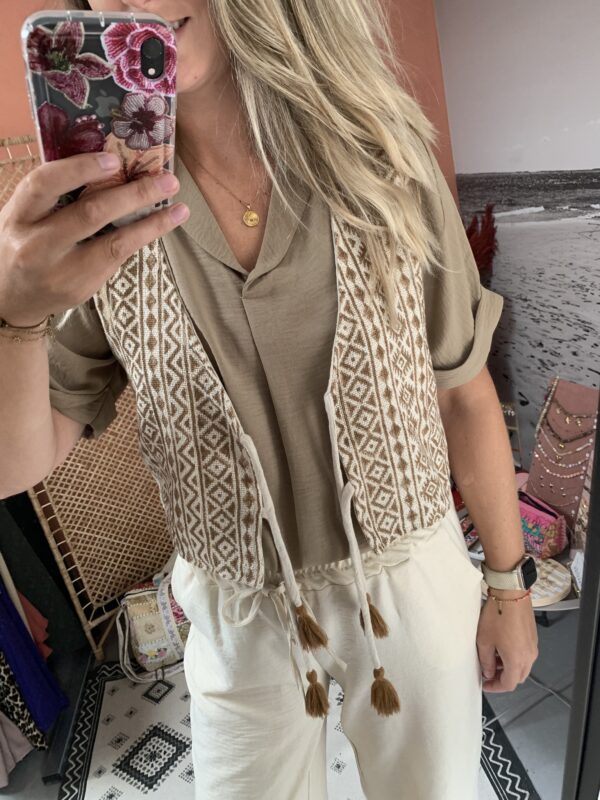 Giletje - Beige/Aztec print - Afbeelding 3