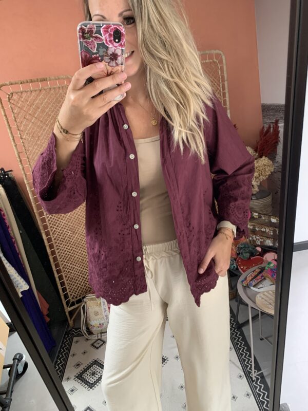 Blouse Broderie - Bordeaux - Afbeelding 5