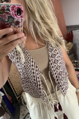 Giletje - Bordeaux/Aztec print