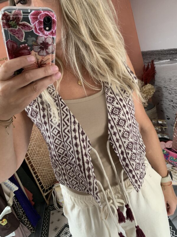 Giletje - Bordeaux/Aztec print