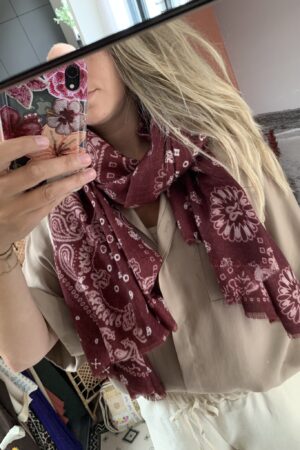 Sjaal 'Bandana print' - Bordeaux