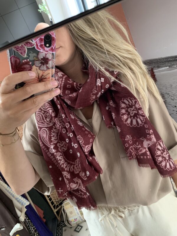 Sjaal 'Bandana print' - Bordeaux