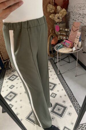 Broek 'Fleur' - Army/Wit