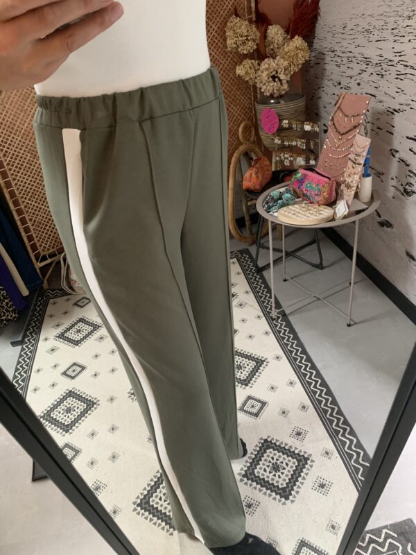 Broek 'Fleur' - Army/Wit