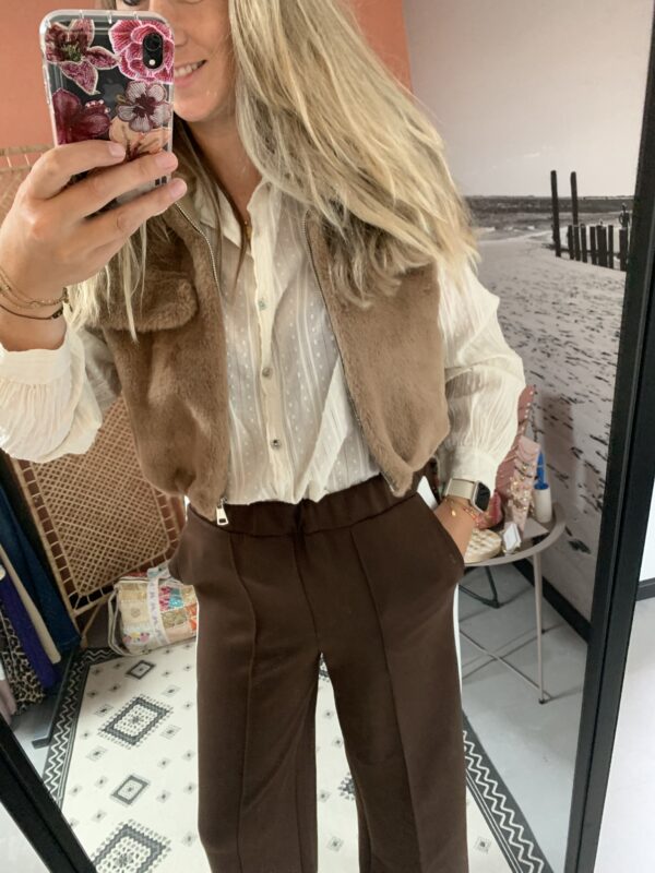 Broek 'Fleur' - Bruin/Wit - Afbeelding 2