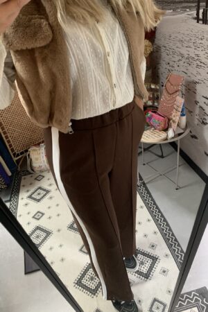 Broek 'Fleur' - Bruin/Wit