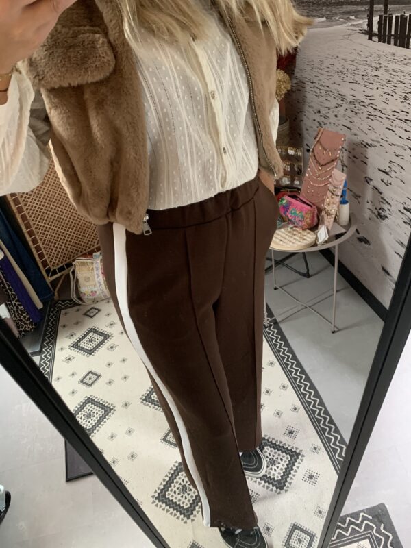 Broek 'Fleur' - Bruin/Wit