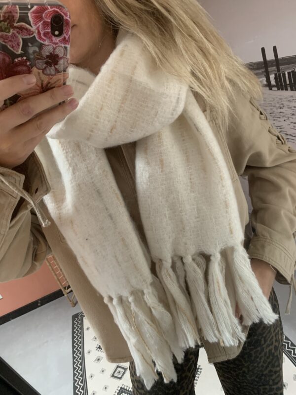 Sjaal Casual - Beige/Wit - Afbeelding 2