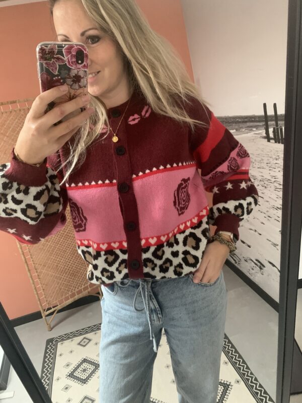 Vest 'Roses' - Bordeaux - Afbeelding 2