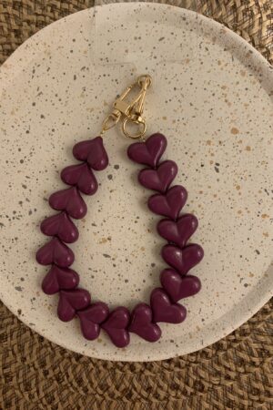 Telefoonhanger Hartjes kralen - Paars