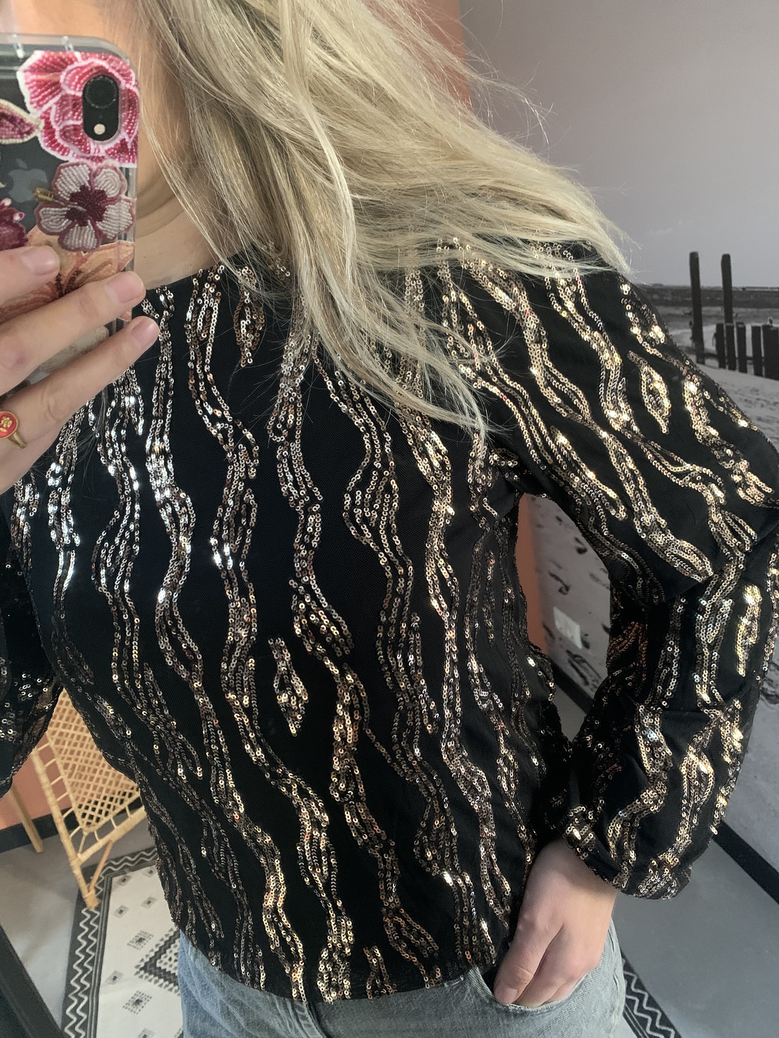 Top glitter 'Golden' - Goud - Afbeelding 2