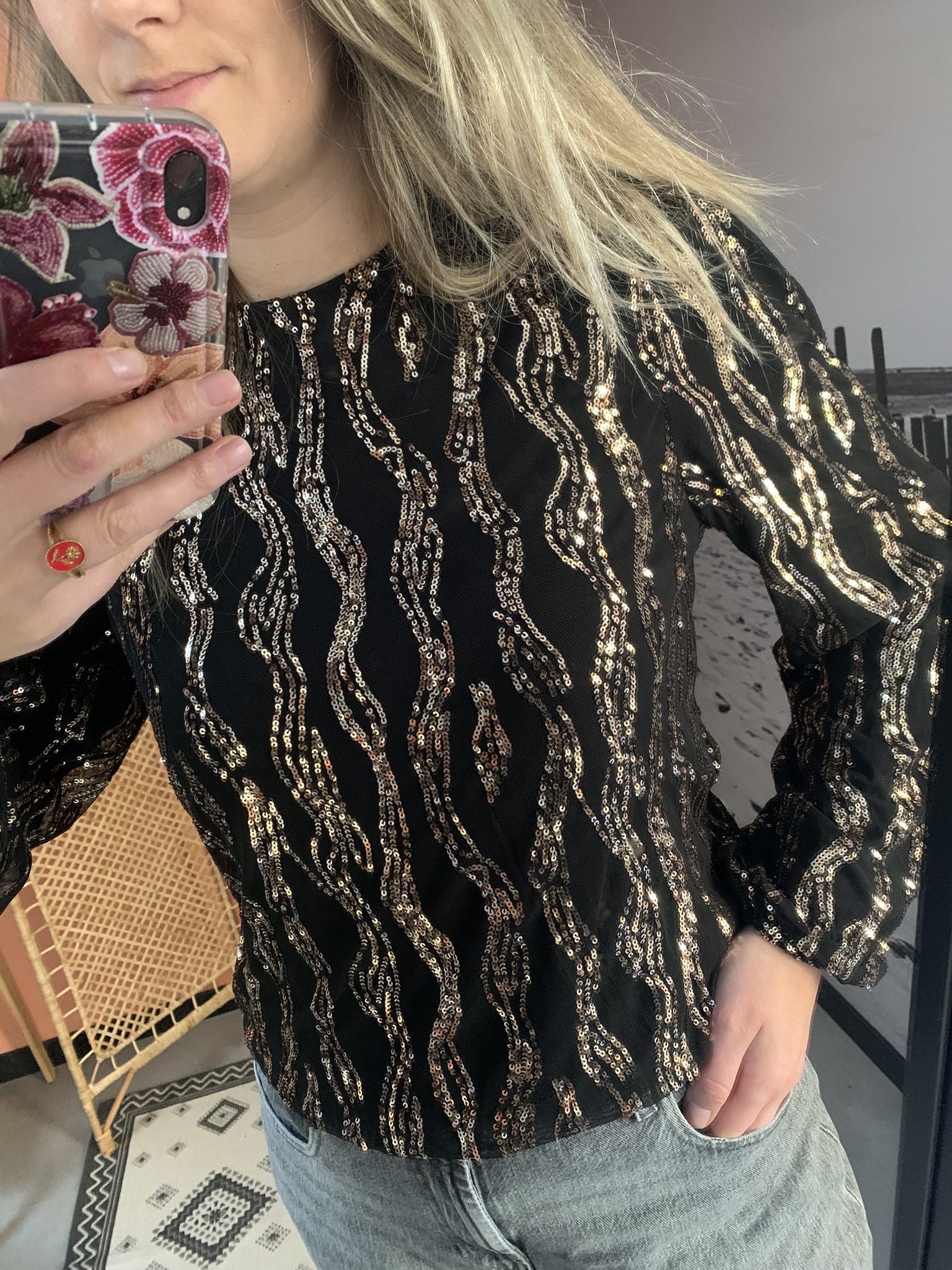 Top glitter 'Golden' - Goud