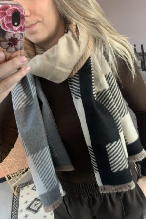 Sjaal Geo - Zwart/Beige/Grijs