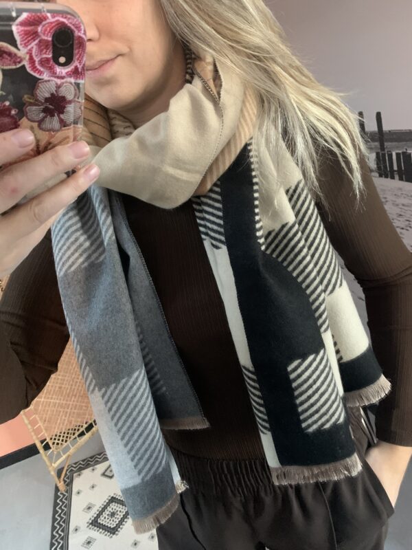Sjaal Geo - Zwart/Beige/Grijs
