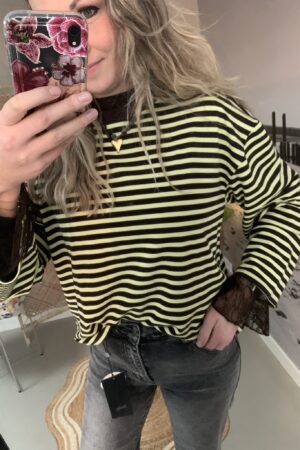 Streep Longsleeve - Geel/Bruin