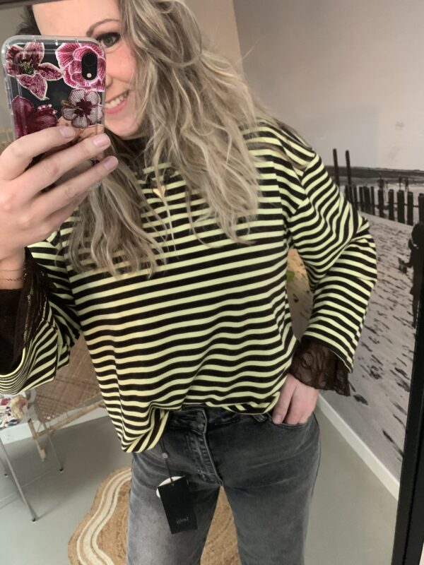 Streep Longsleeve - Geel/Bruin