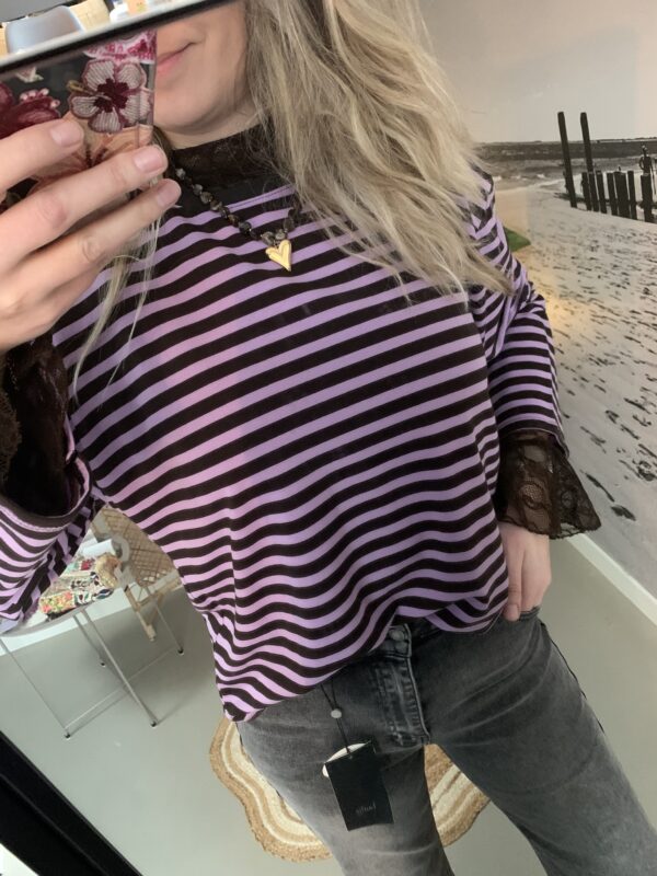 Streep Longsleeve - Paars/Bruin