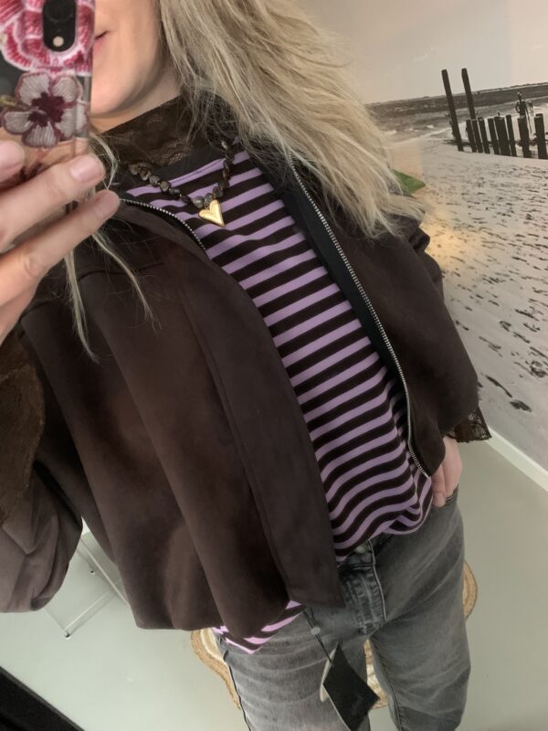 Streep Longsleeve - Paars/Bruin