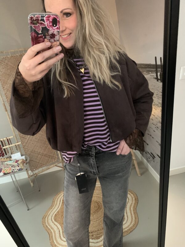 Streep Longsleeve - Paars/Bruin