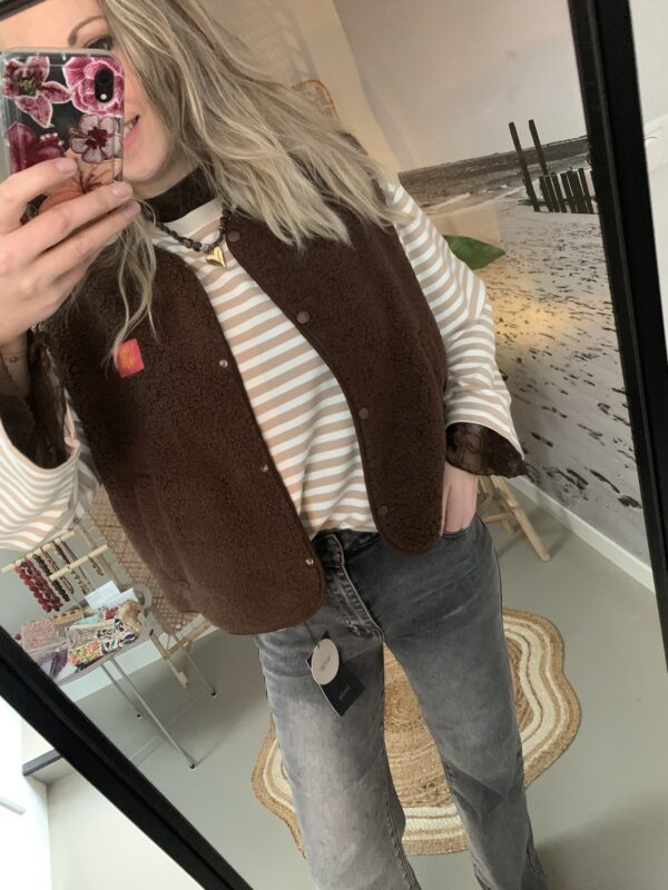 Streep Longsleeve - Lichtbruin/Beige