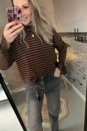 Streep Longsleeve - Bruin/Chocoladebruin