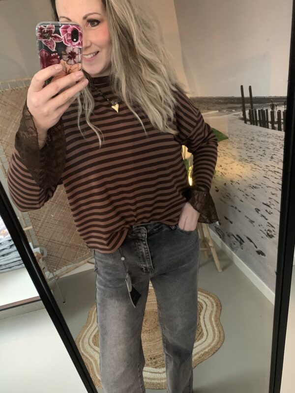 Streep Longsleeve - Bruin/Chocoladebruin