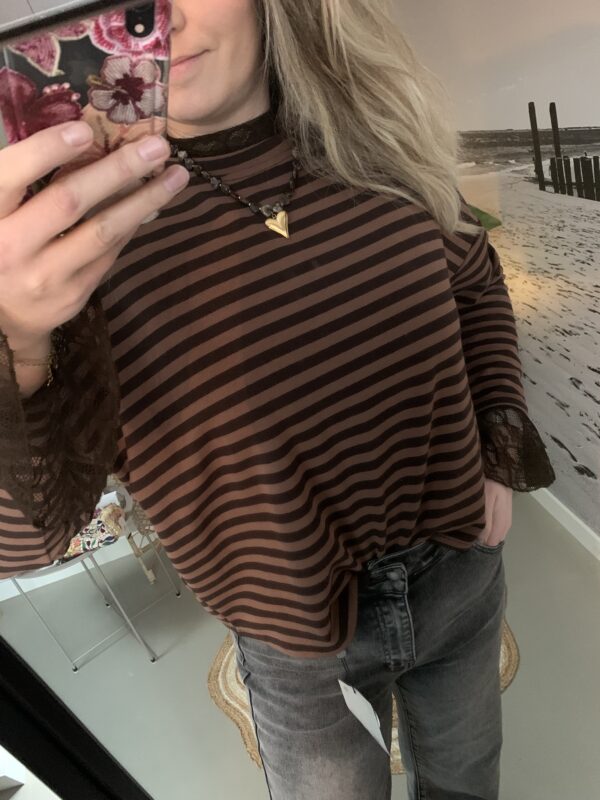 Streep Longsleeve - Bruin/Chocoladebruin