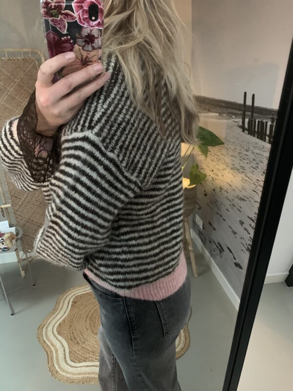 Streep trui - Bruin/Beige/Roze