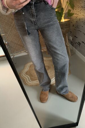 Laulia Jeans; Loose Straight EXTRA LONG - Donker grijs