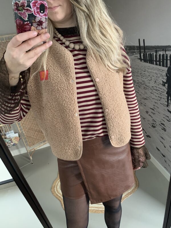 Pu leder broek/rokje - Bruin