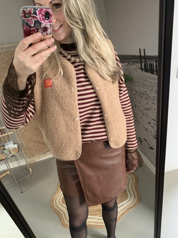 Pu leder broek/rokje - Bruin