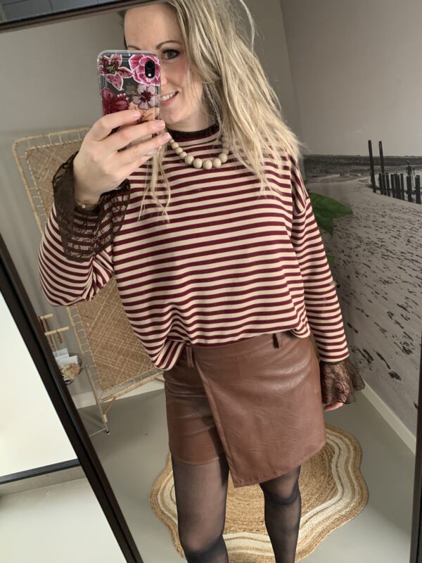 Pu leder broek/rokje - Bruin