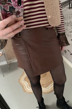 Pu leder broek/rokje - Bruin