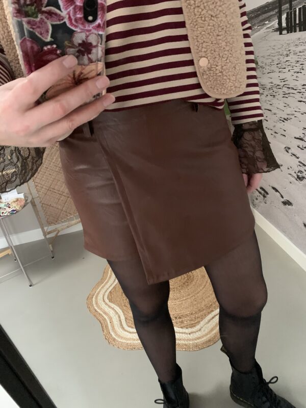 Pu leder broek/rokje - Bruin