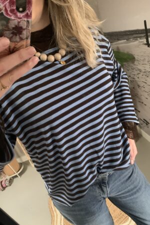 Streep Longsleeve - Blauw/Bruin