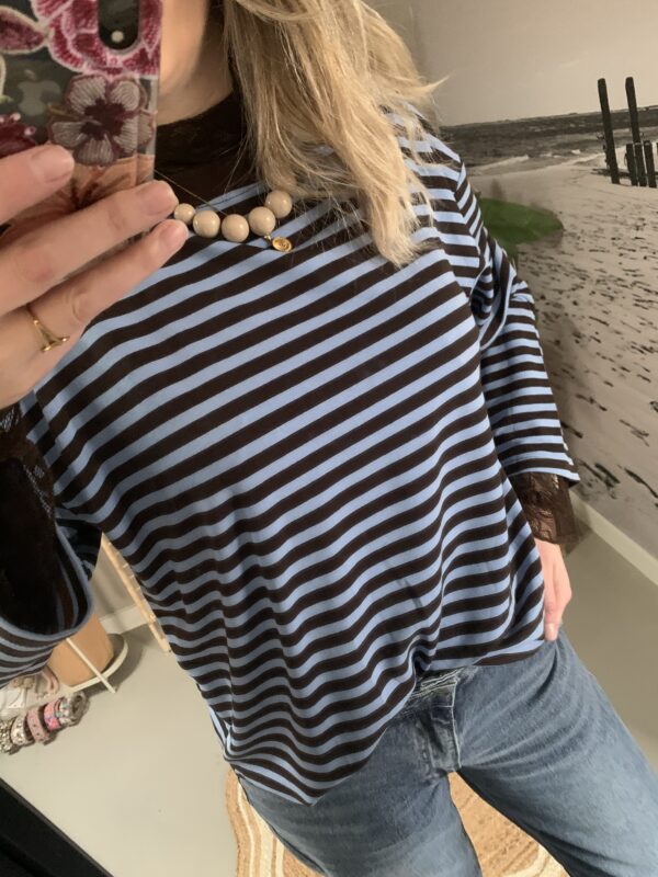 Streep Longsleeve - Blauw/Bruin