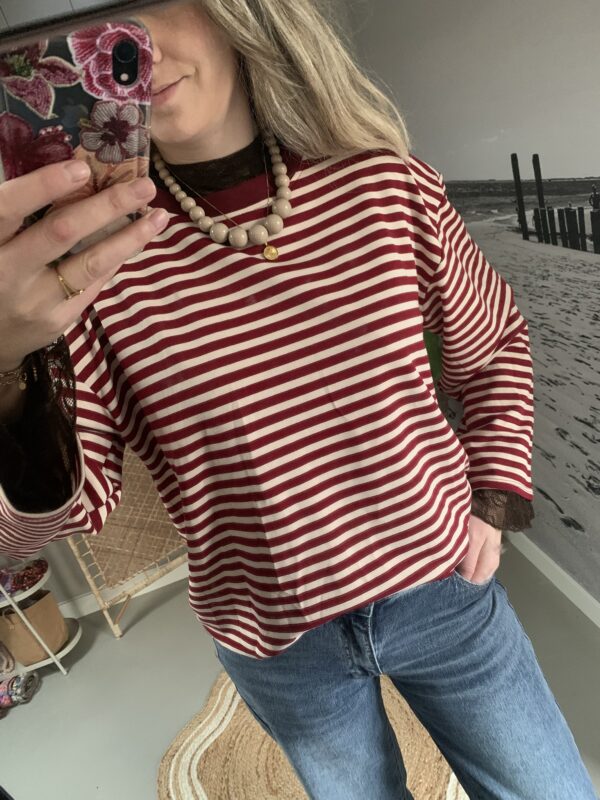 Streep Longesleeve - Bordeaux/Créme