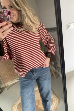 Streep Longesleeve - Bordeaux/Créme