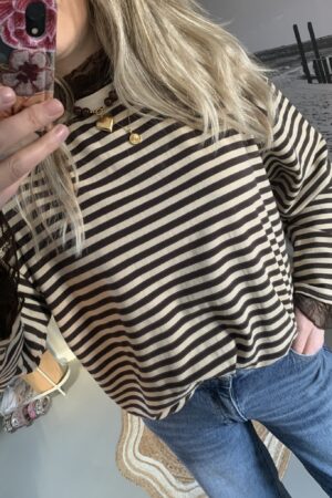 Streep Longsleeves - Bruin/Beige