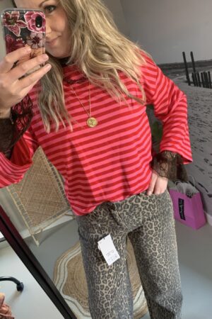 Streep Longsleeves - Fuchsia/Rood