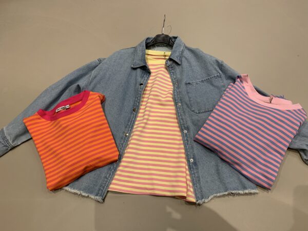 Streep Longsleeve - Blauw/Roze