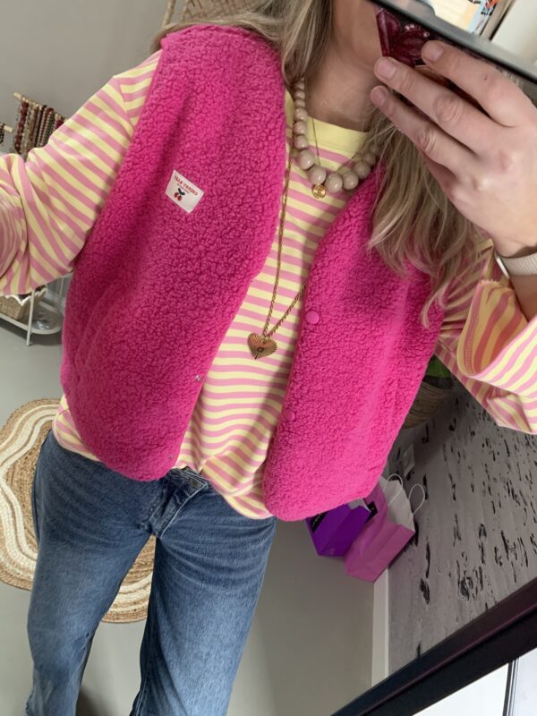 Teddy Gilet 'Cherry Baby' - Fuchsia