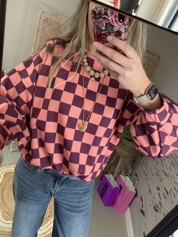 Sweater 'block' - Paars/Roze