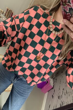 Sweater 'Block' - Groen/Roze