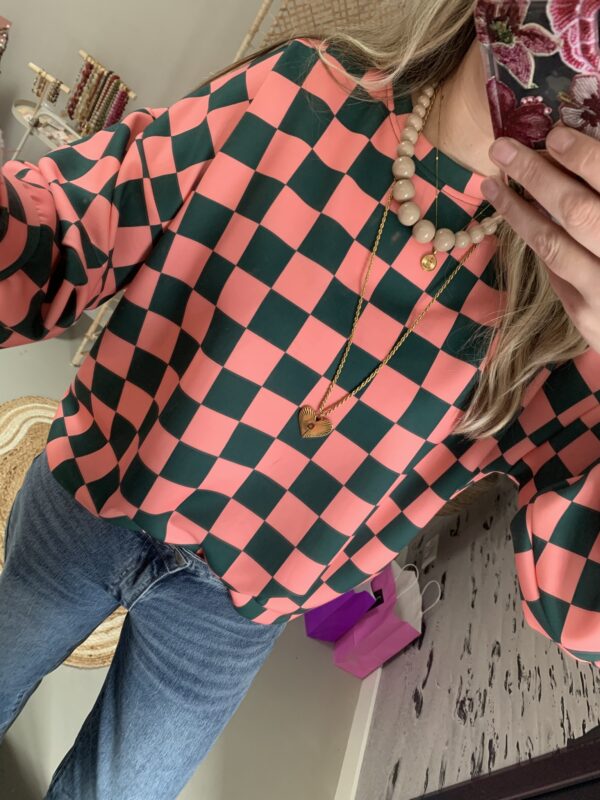 Sweater 'Block' - Groen/Roze