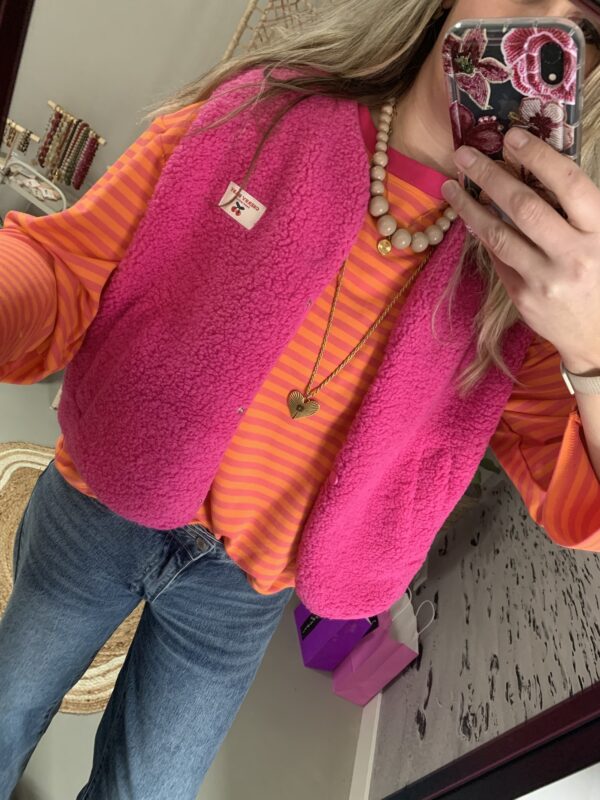 Streep Longsleeve - Oranje/Roze